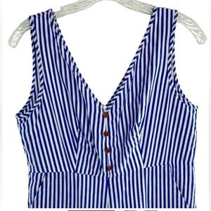 Cute Jumpsuit, Small, Blue & White Stripes, NWT, Zips in Back, Lined, Pockets